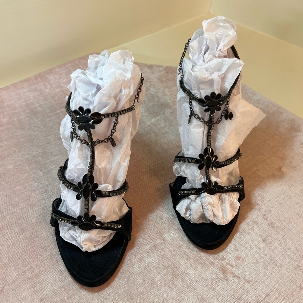 Giuseppe Zanotti Jeweled Black Heels, EU Size 37.5, US Size 7